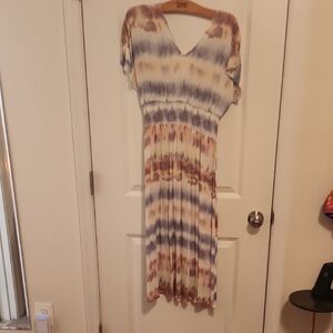 Pink and Blue Flutter Sleeve Sundress